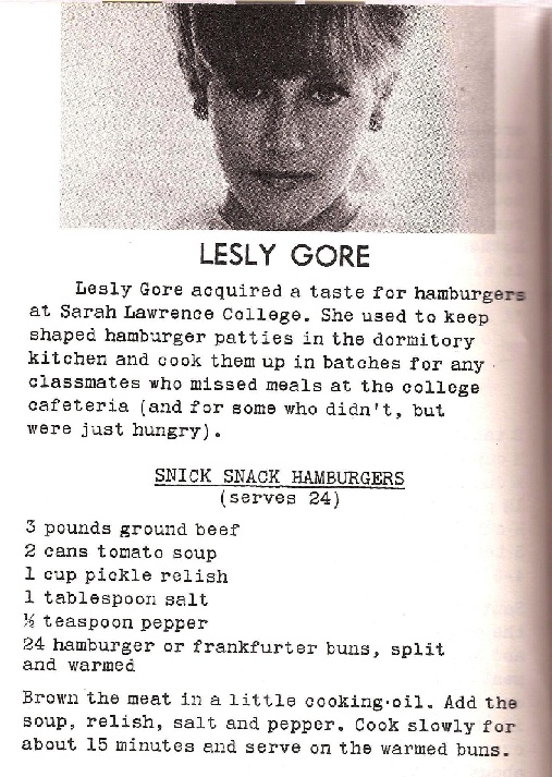 Lesly Gore's Snick Snack Hamburgers